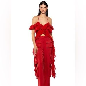 Stevie Ruffled Hi Low Blouse